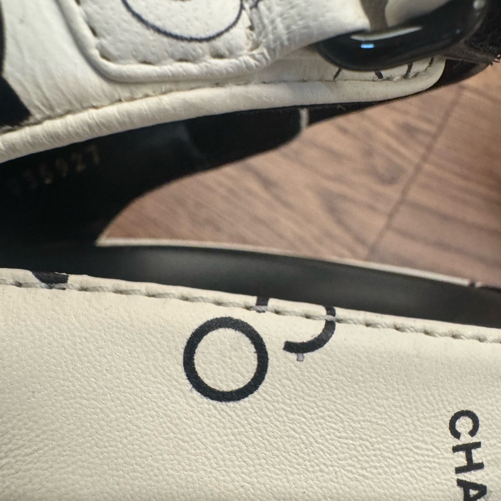 CHANEL Black and White Logo Dad Sandals - Picture 11 of 16